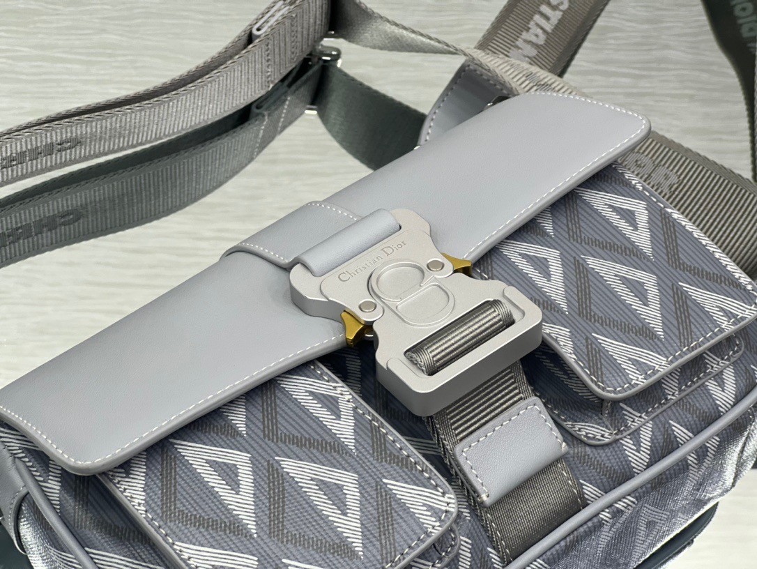 d*or hit the road messenger bag in gray cd Di*m*nd canvas