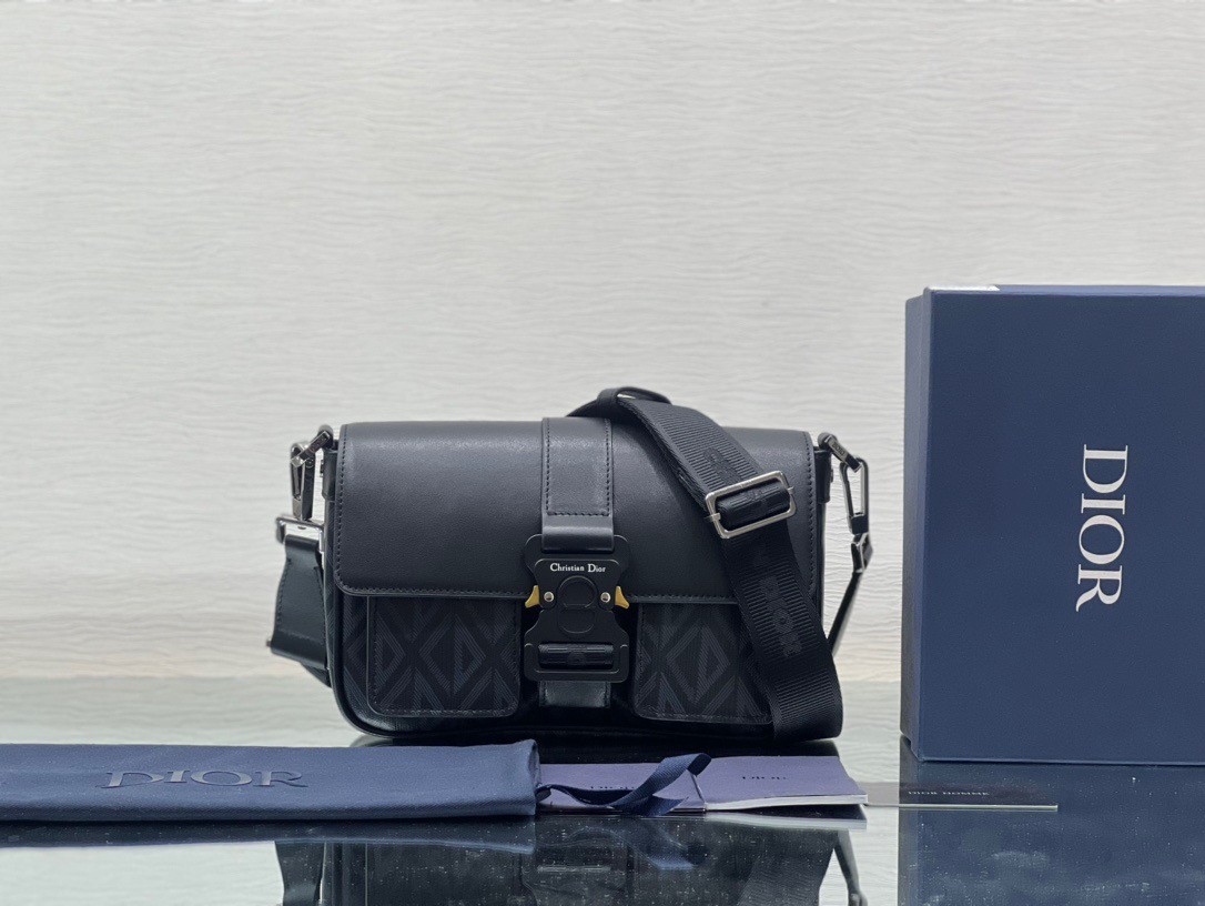 d*or hit the road messenger bag in black cd Di*m*nd canvas