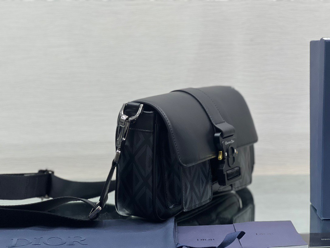 d*or hit the road messenger bag in black cd Di*m*nd canvas