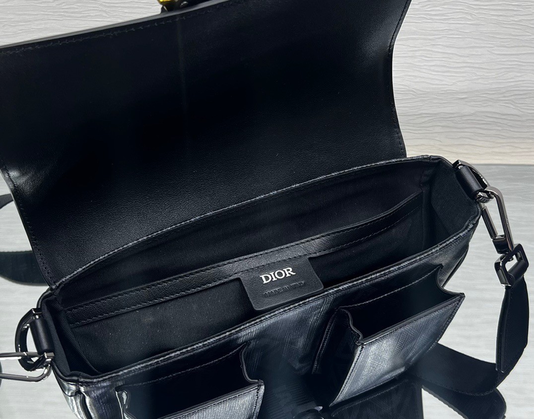 d*or hit the road messenger bag in black cd Di*m*nd canvas