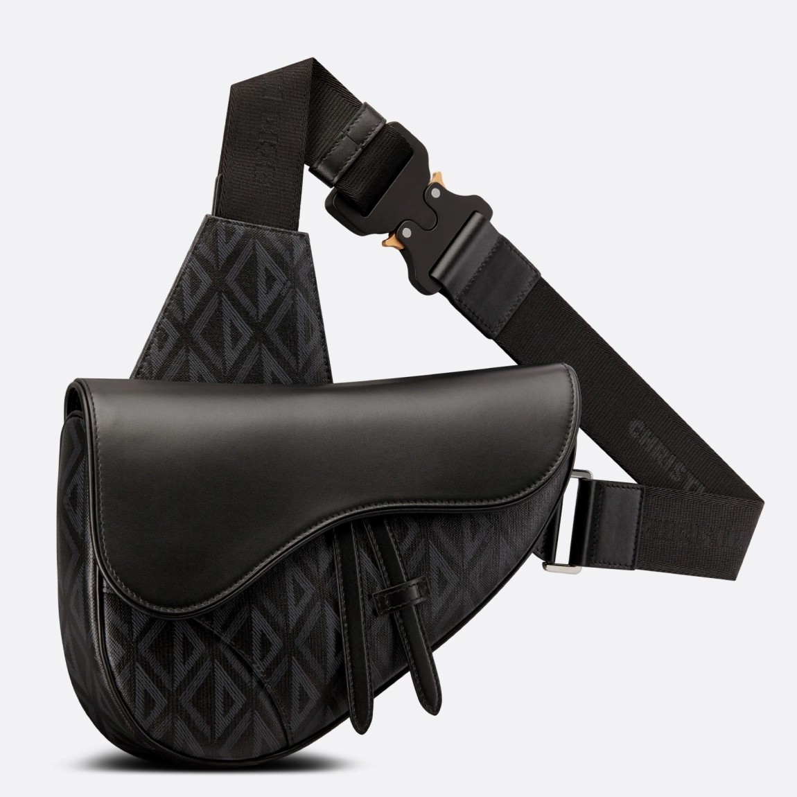 d*or men''s saddle bag in black cd Di*m*nd canvas
