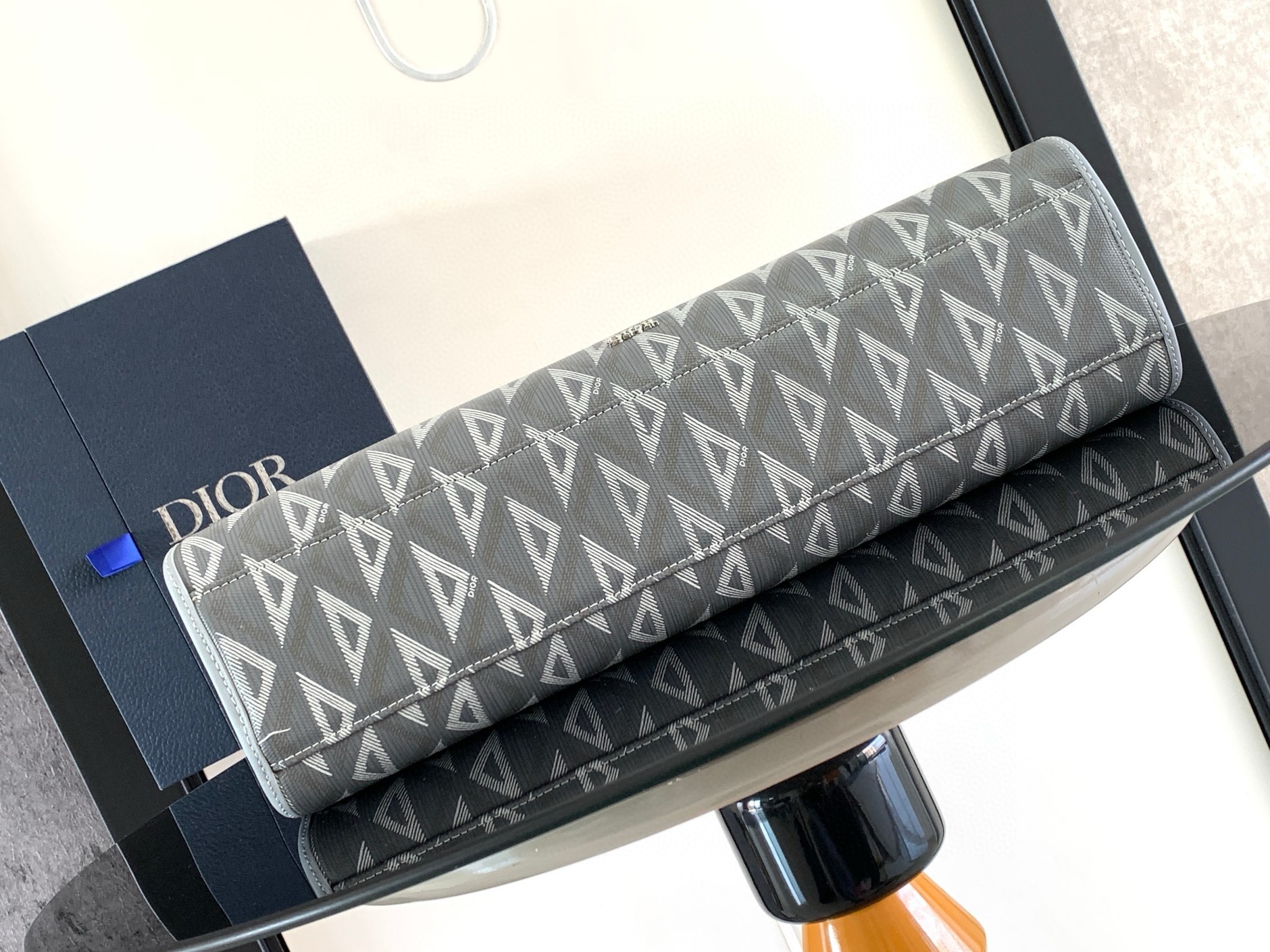d*or safari tote bag in grey cd Di*m*nd canvas