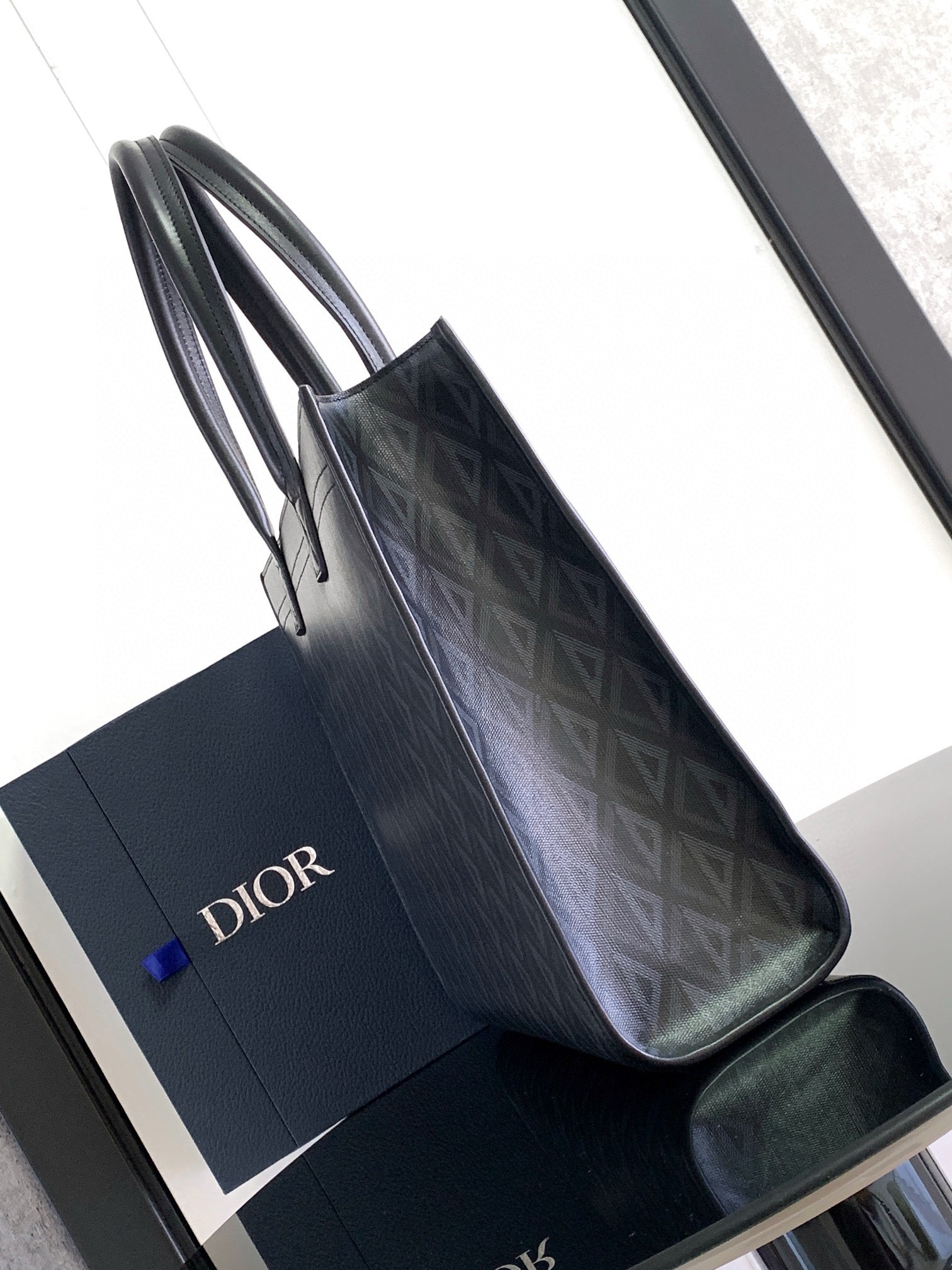 d*or safari tote bag in black cd Di*m*nd canvas