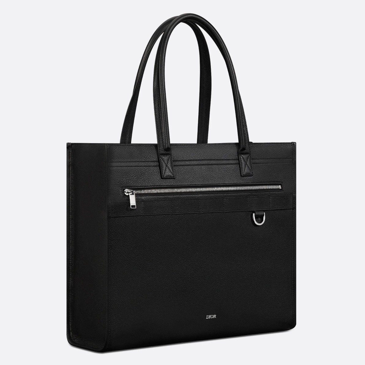 D*or safari tote bag in black grained calfskin