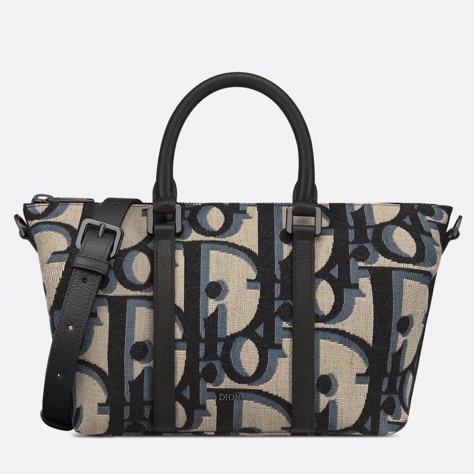 D*or weekender 25 bag in beige maxi D*or oblique jacquard