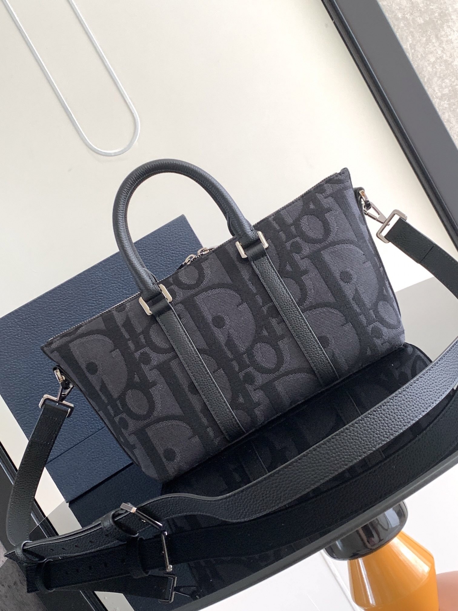 D*or weekender 25 bag in black maxi D*or oblique jacquard
