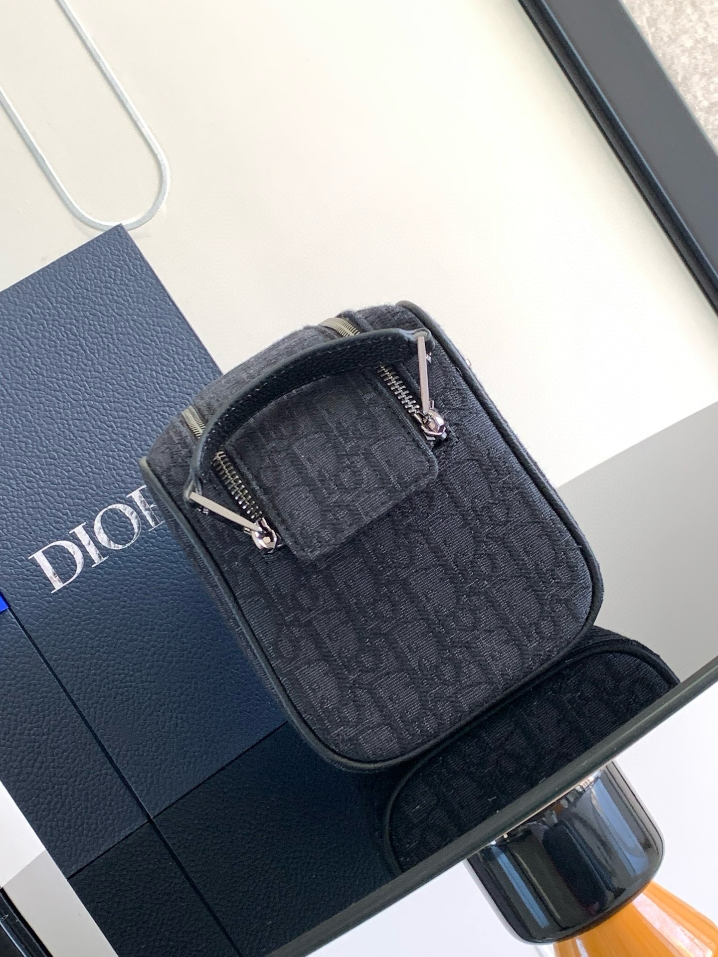 D*or toiletry bag in D*or black oblique jacquard