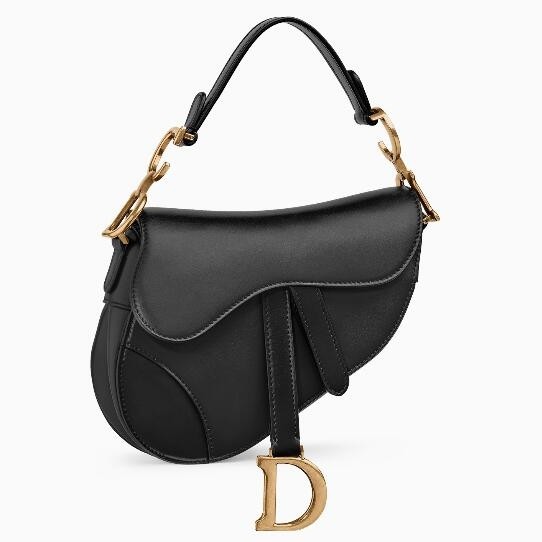 D*or mini saddle bag in black calfskin