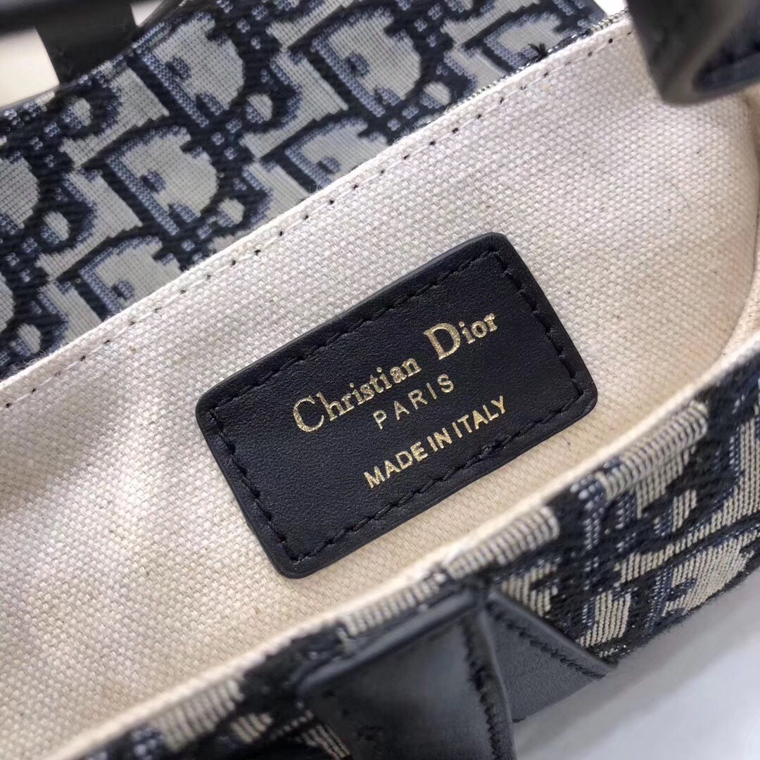 D*or mini saddle bag in blue oblique jacquard canvas