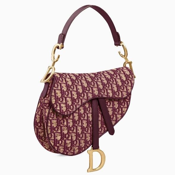 D*or mini saddle bag in bordeaux oblique jacquard canvas