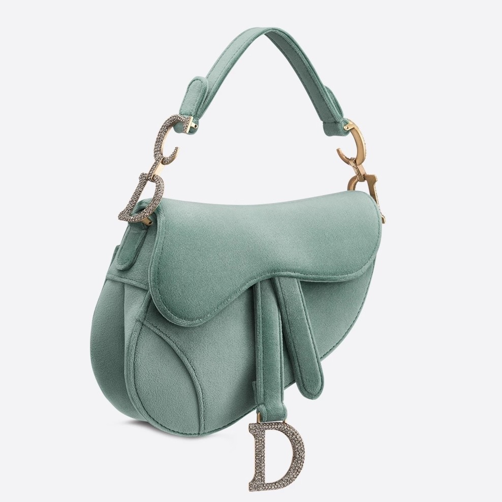 D*or mini saddle bag in sea green velvet