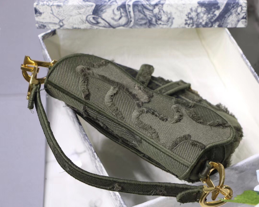 D*or saddle bag in green camouflage canvas