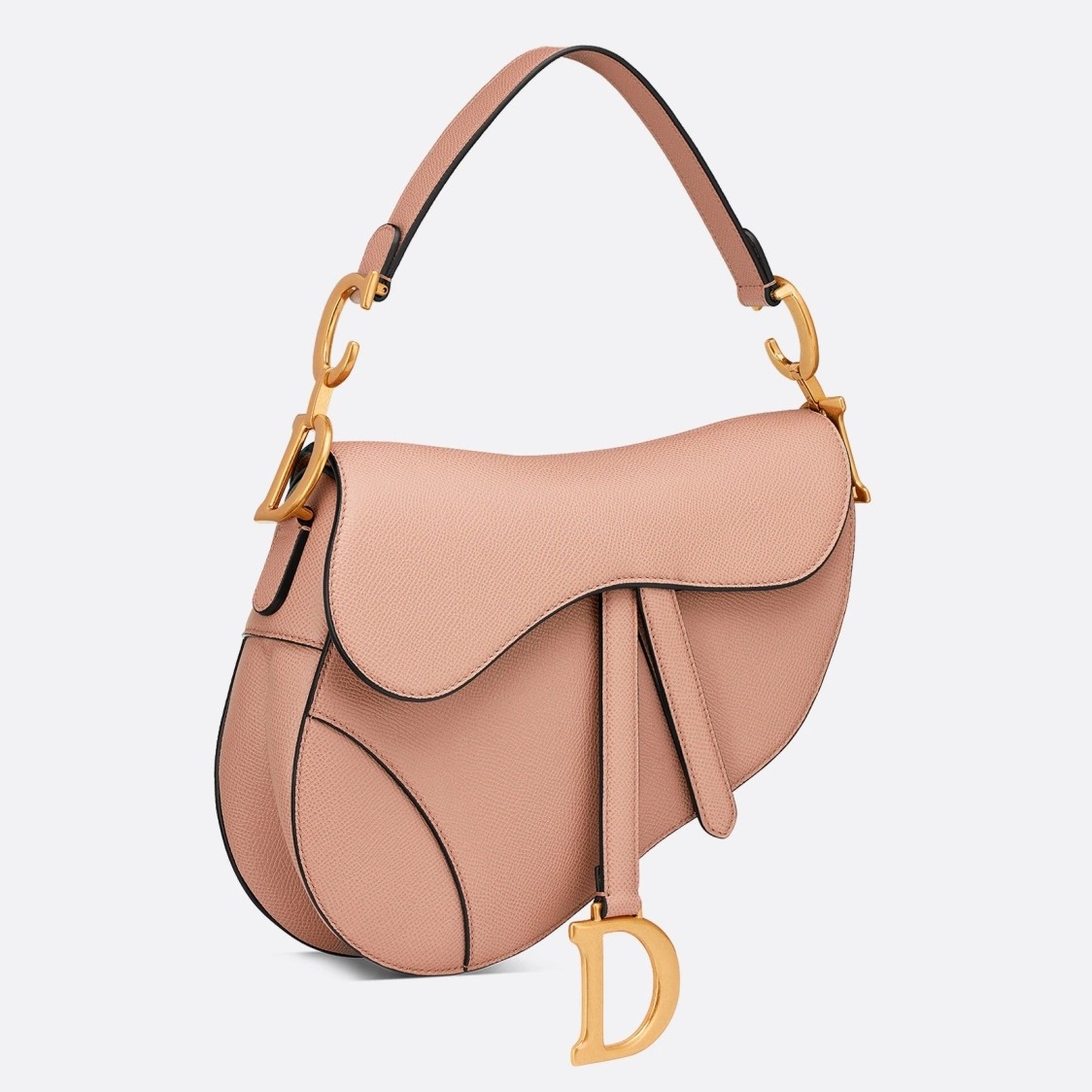 D*or saddle bag in blush grained calfskin
