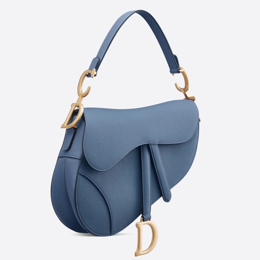 D*or saddle bag in denim blue grained calfskin