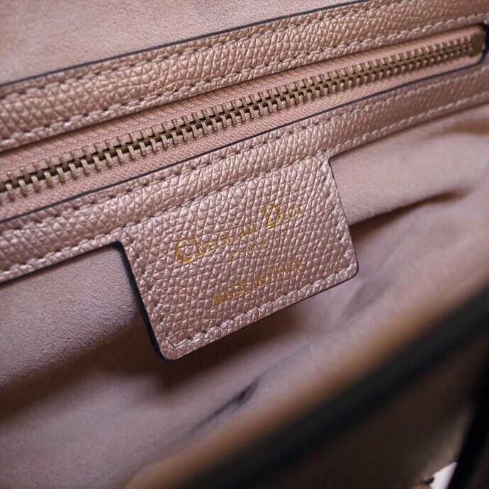 D*or saddle bag in champagne metallic grained calfskin