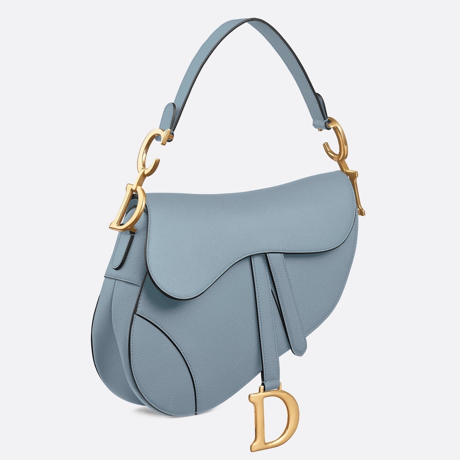 D*or saddle bag in sky blue grained calfskin