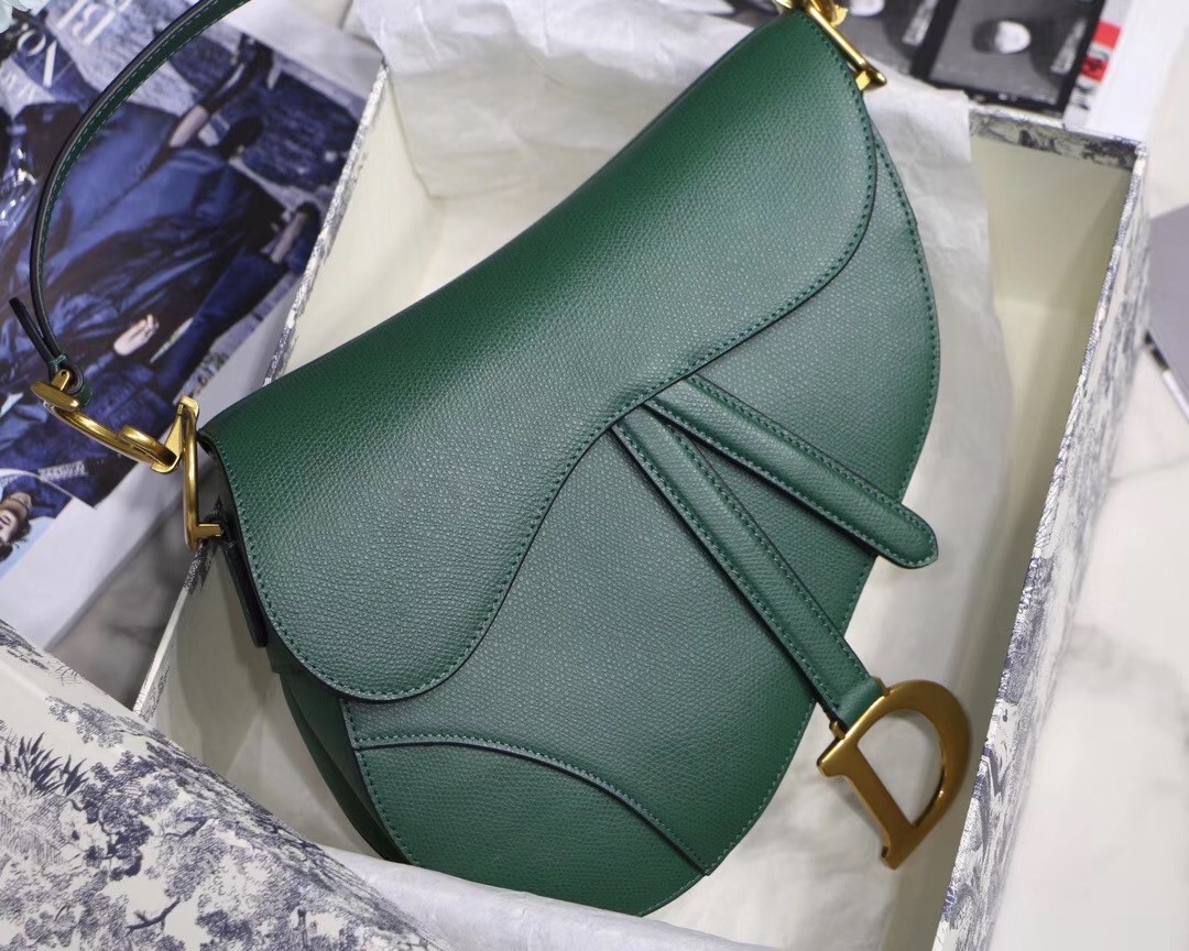 D*or saddle bag in storm blue grained calfskin