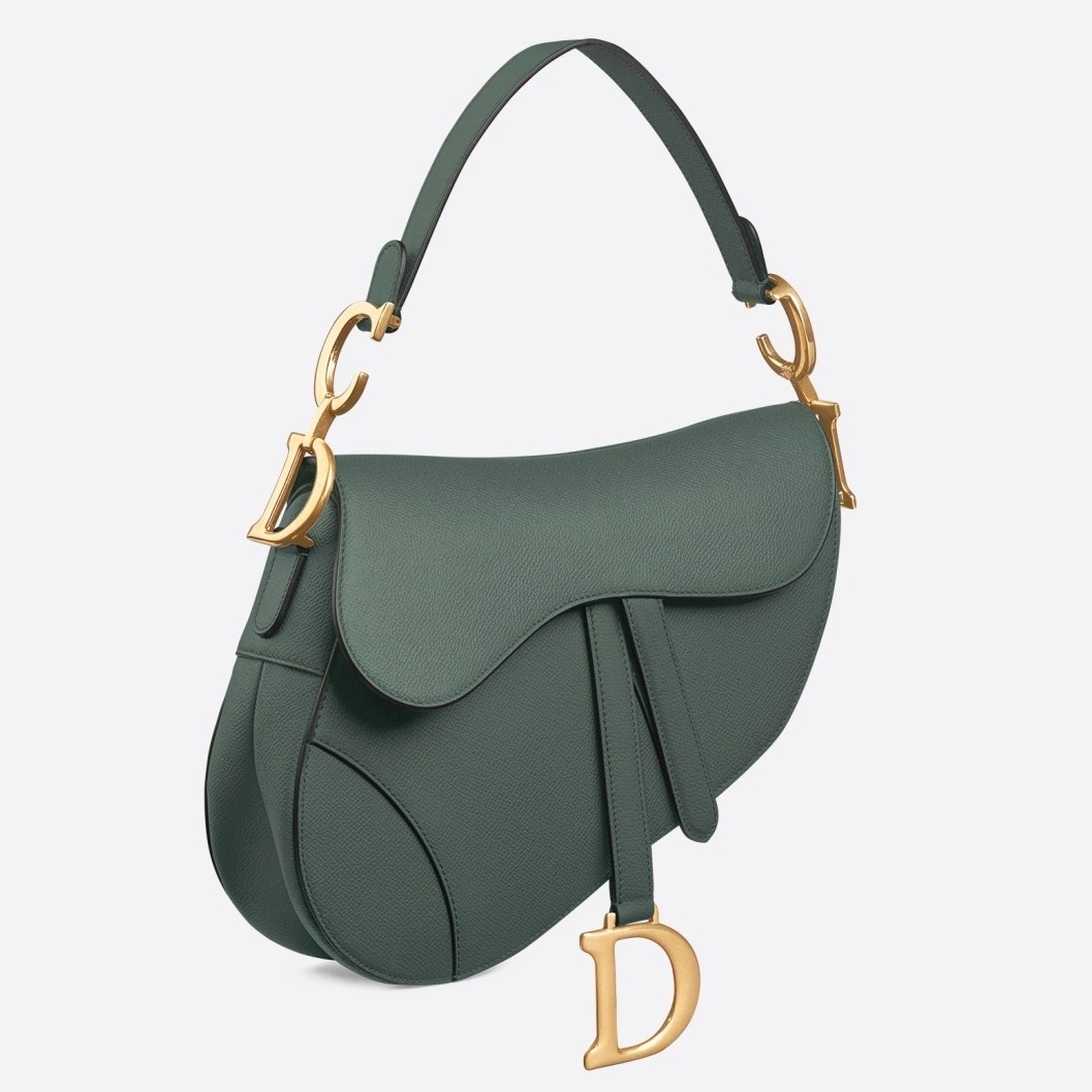 D*or saddle bag in storm blue grained calfskin