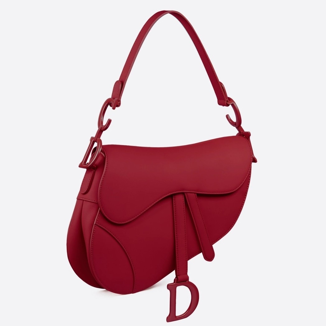 D*or saddle bag in cherry red matte calfskin