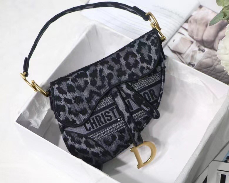 D*or saddle bag in grey mizza embroidery