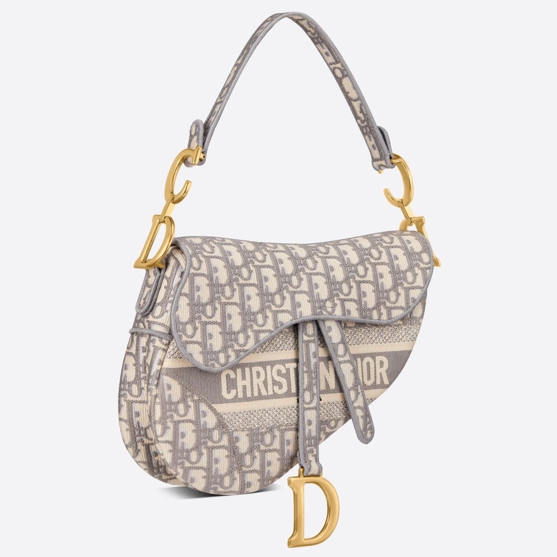 D*or saddle bag in gray D*or oblique embroidery
