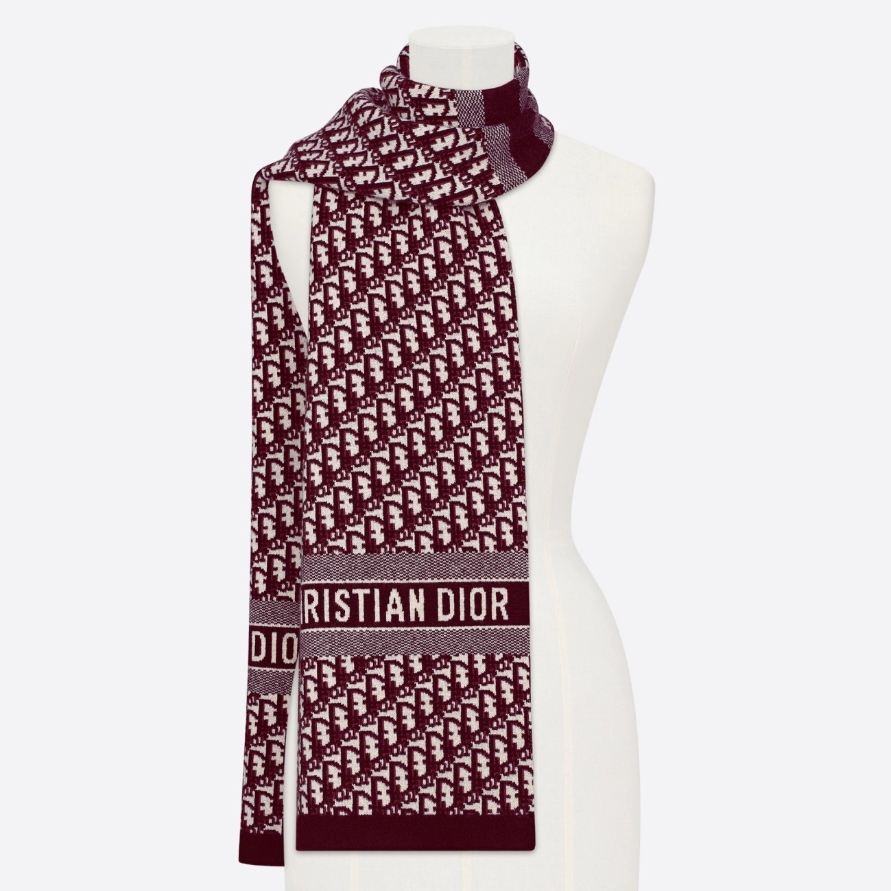 D*or cd oblique stole in bordeaux wool and cashmere