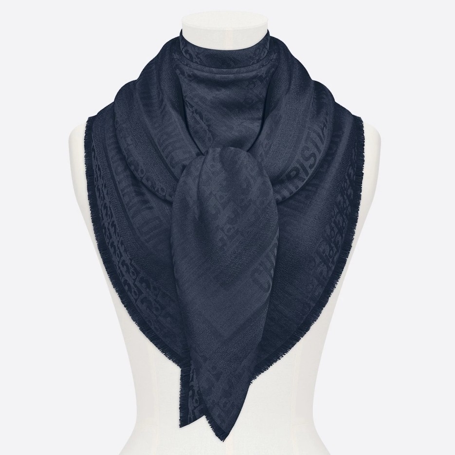 D*or navy blue oblique shawl 140 cm
