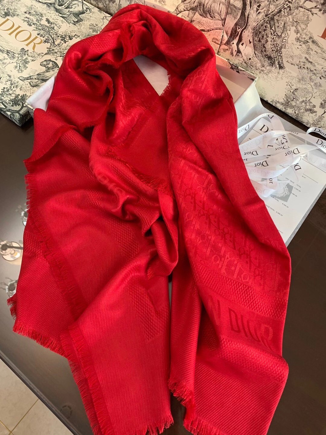 D*or red oblique shawl 140 cm