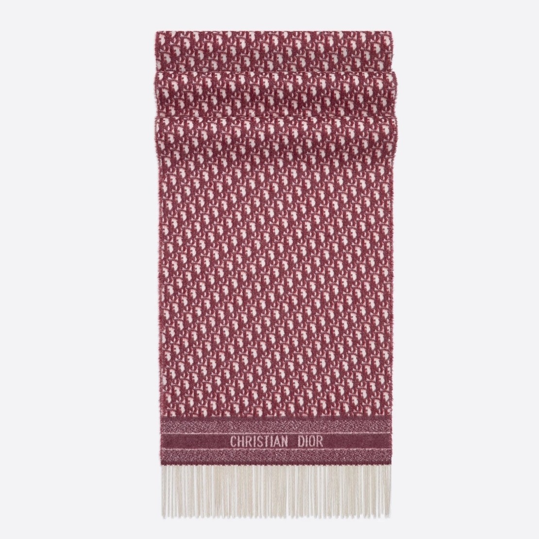 D*or oblique scarf in burgundy cashmere
