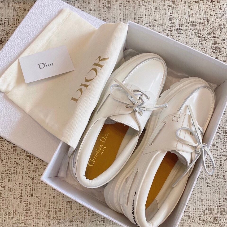 D*or walker boat shoes in white calfskin