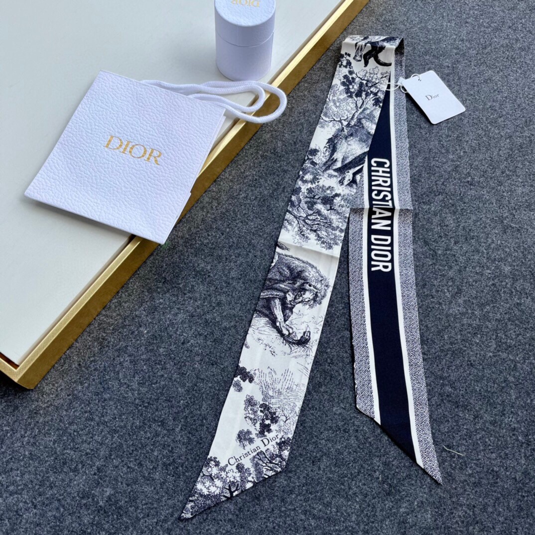D*or toile de jouy sauvage mitzah scarf in blue silk twill