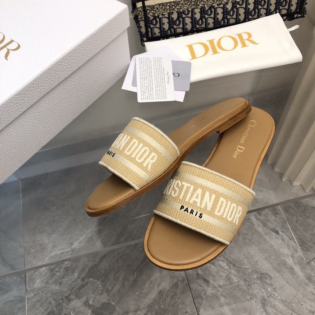 D*or D*oriviera dway slides in raffia and white embroidered cotton