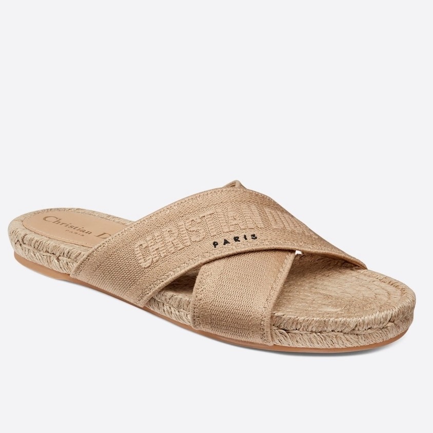 D*or granville espadrilles sandals in beige embroidered cotton