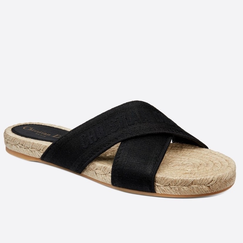 D*or granville espadrilles sandals in black embroidered cotton