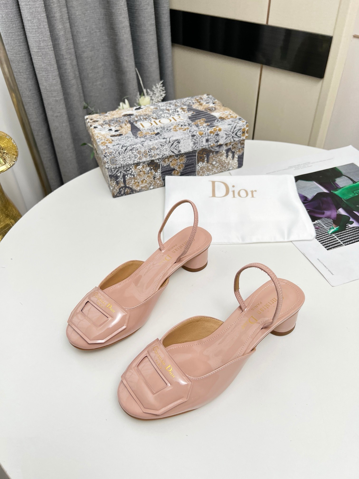 D*or day slingback pumps 35mm in nude patent calfskin