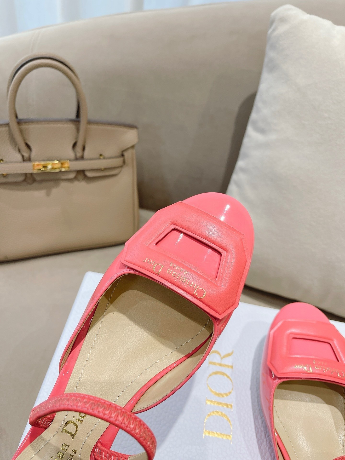 D*or day slingback pumps 35mm in pink patent calfskin