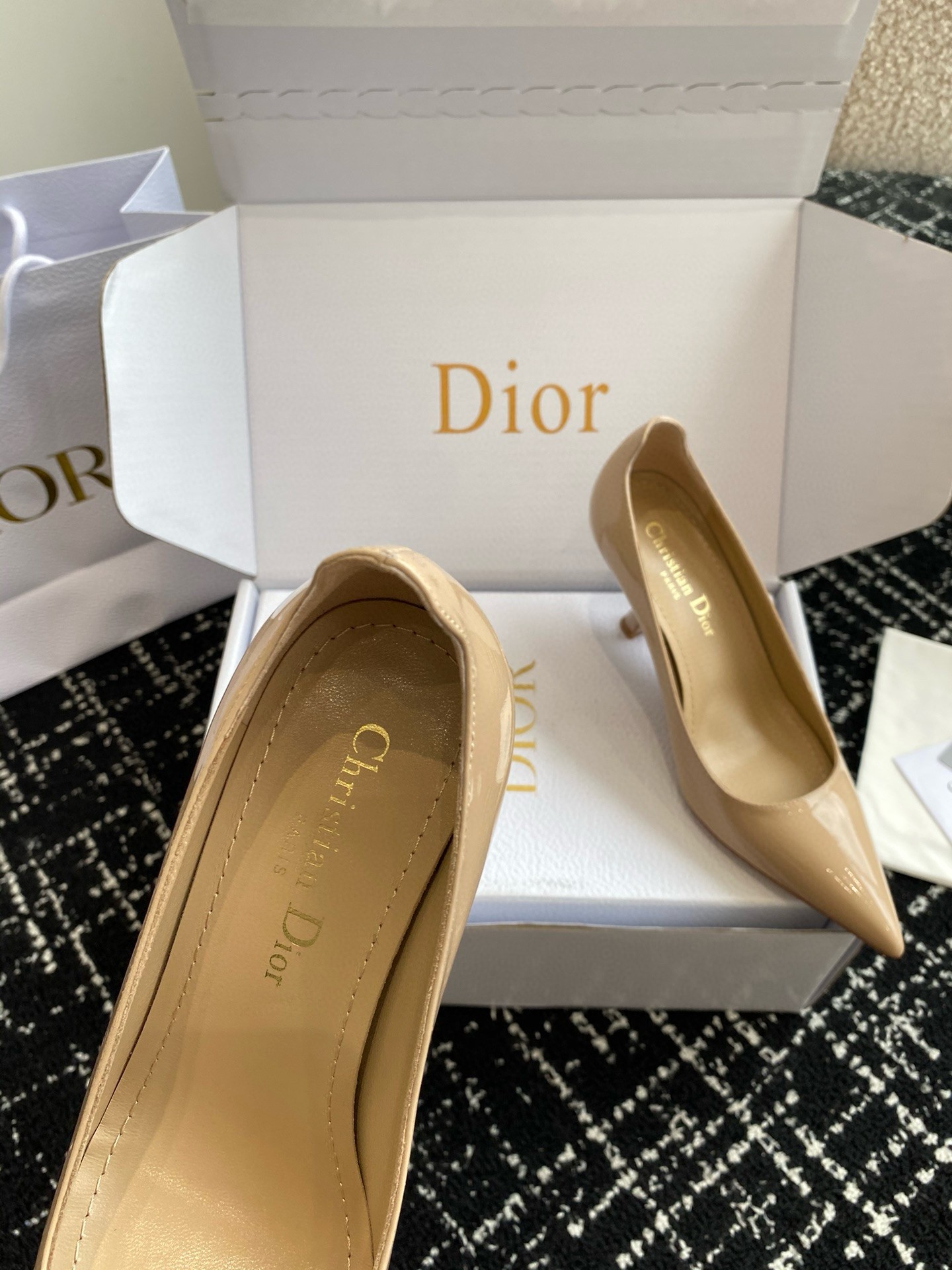 D*or tribales pumps 80mm in nude patent calfskin