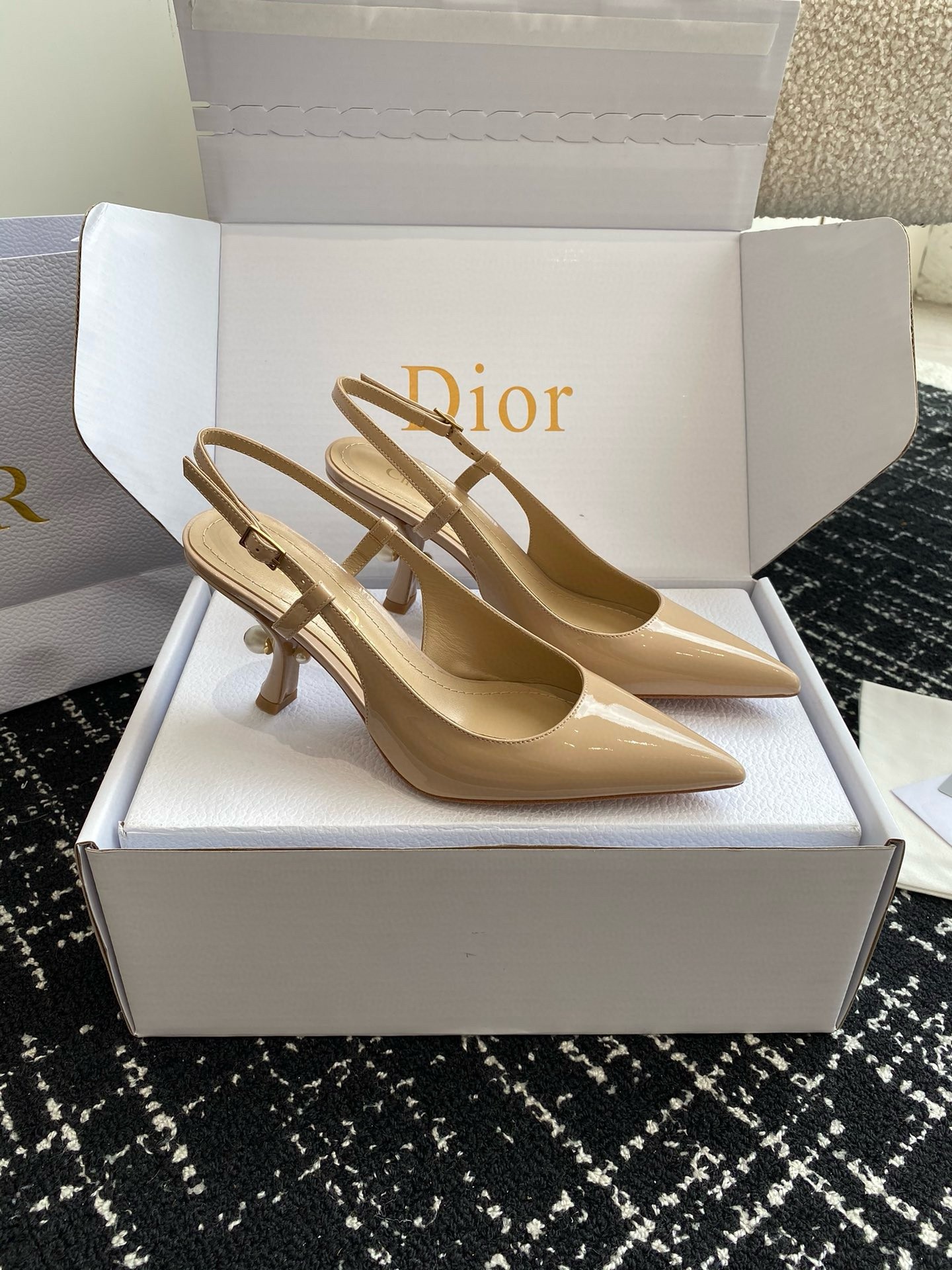 D*or tribales pumps slingback 80mm in nude patent calfskin