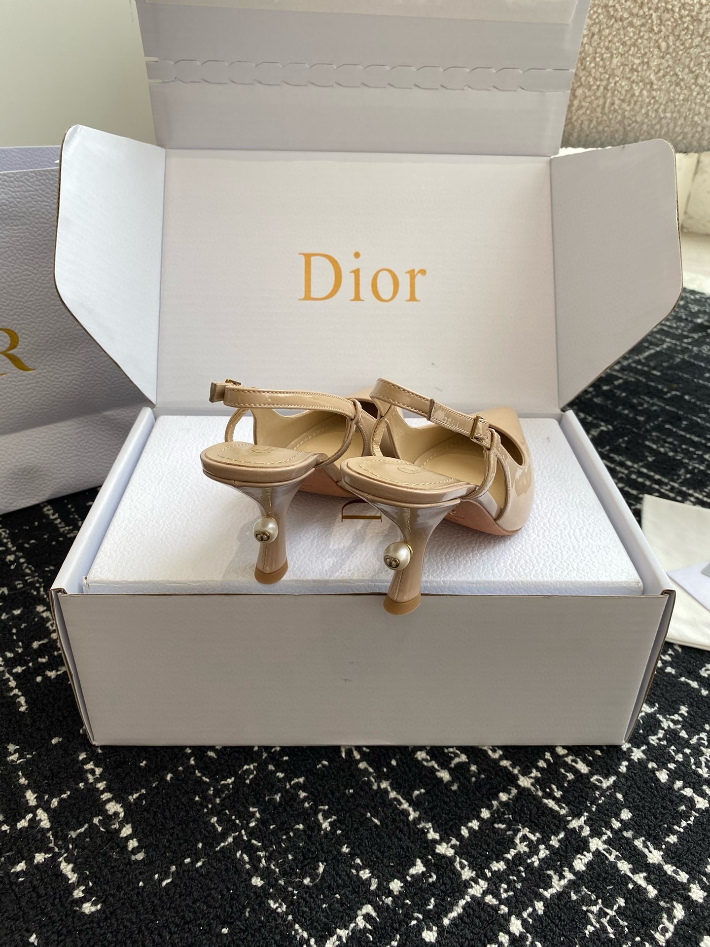 D*or tribales pumps slingback 80mm in nude patent calfskin