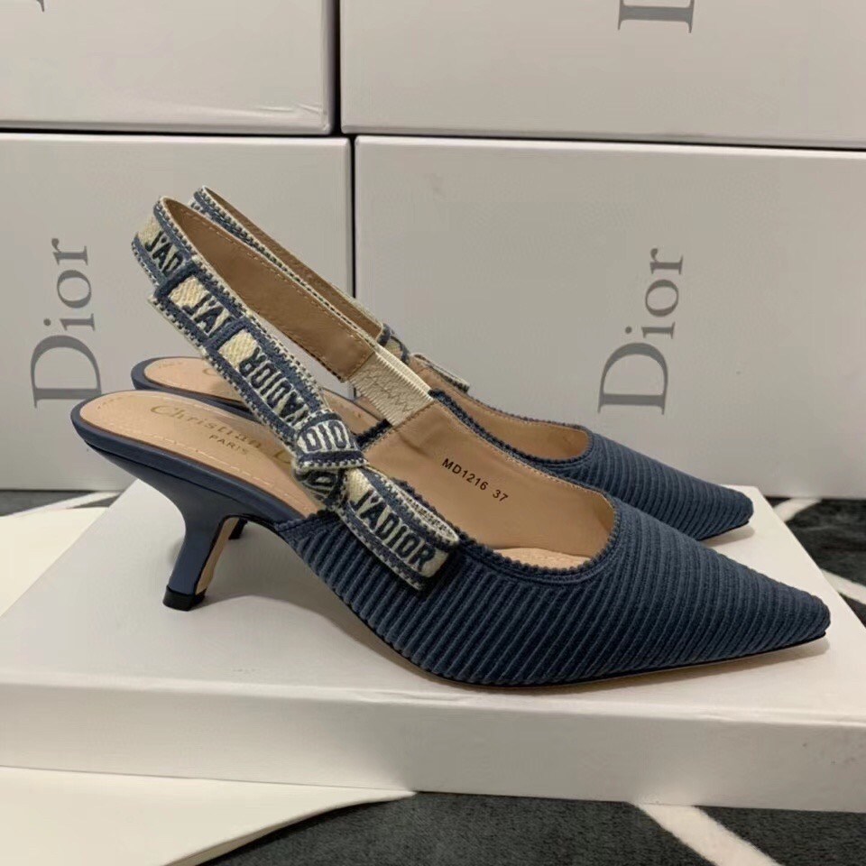 D*or j''aD*or slingback pumps 65mm in blue embroidered cotton