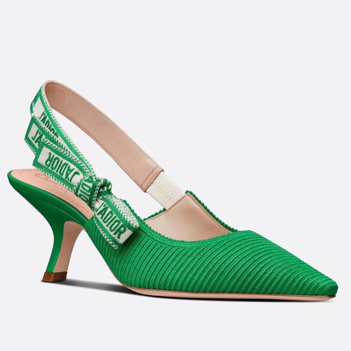 D*or j''aD*or slingback pumps 65mm in green cotton embroidery
