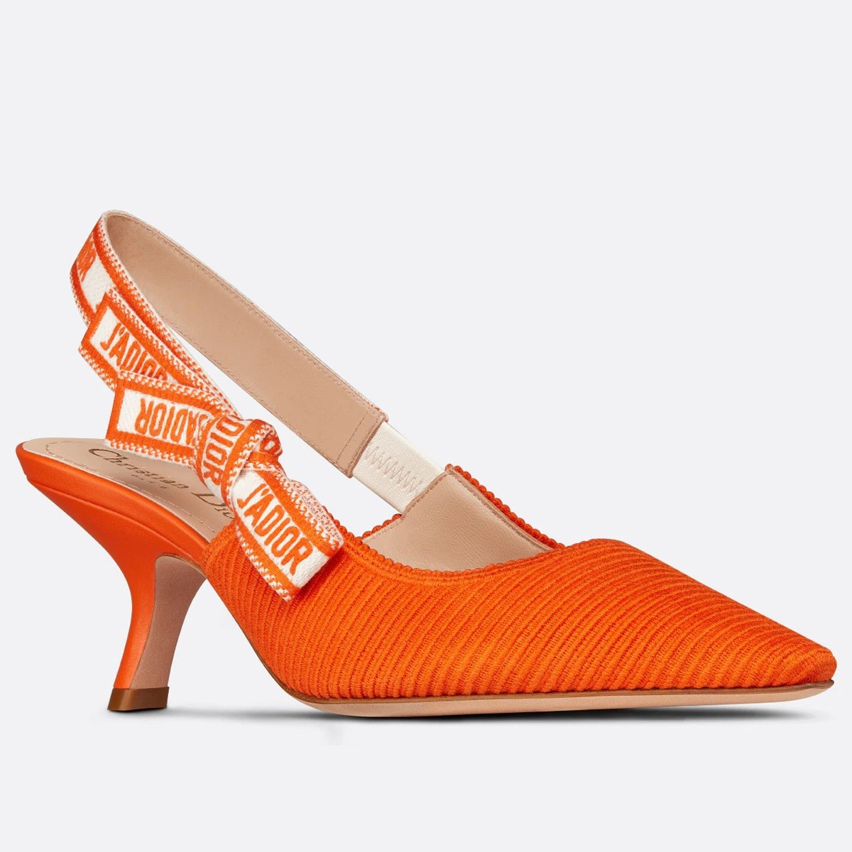 D*or j''aD*or slingback pumps 65mm in orange cotton embroidery