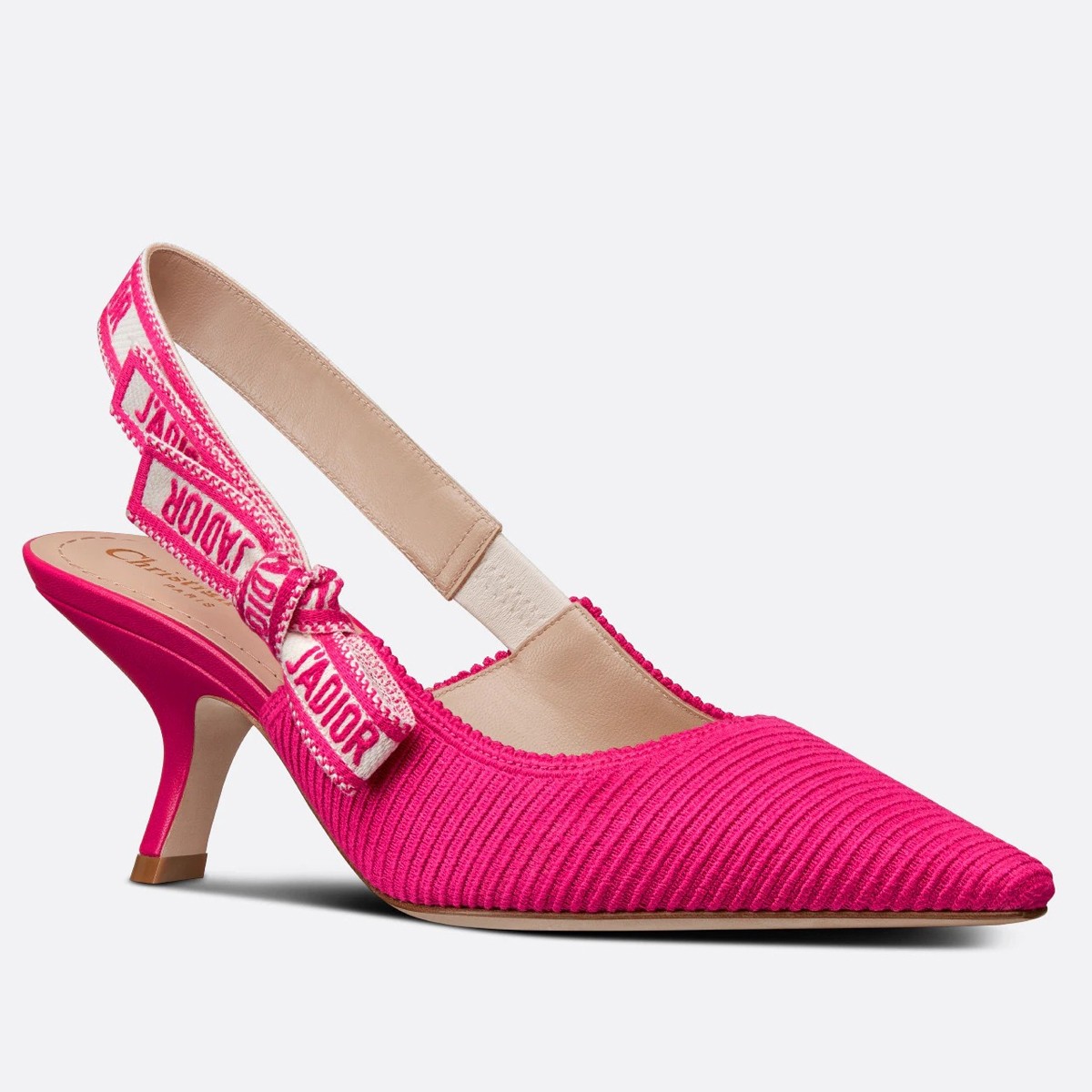 D*or j''aD*or slingback pumps 65mm in rose red cotton embroidery
