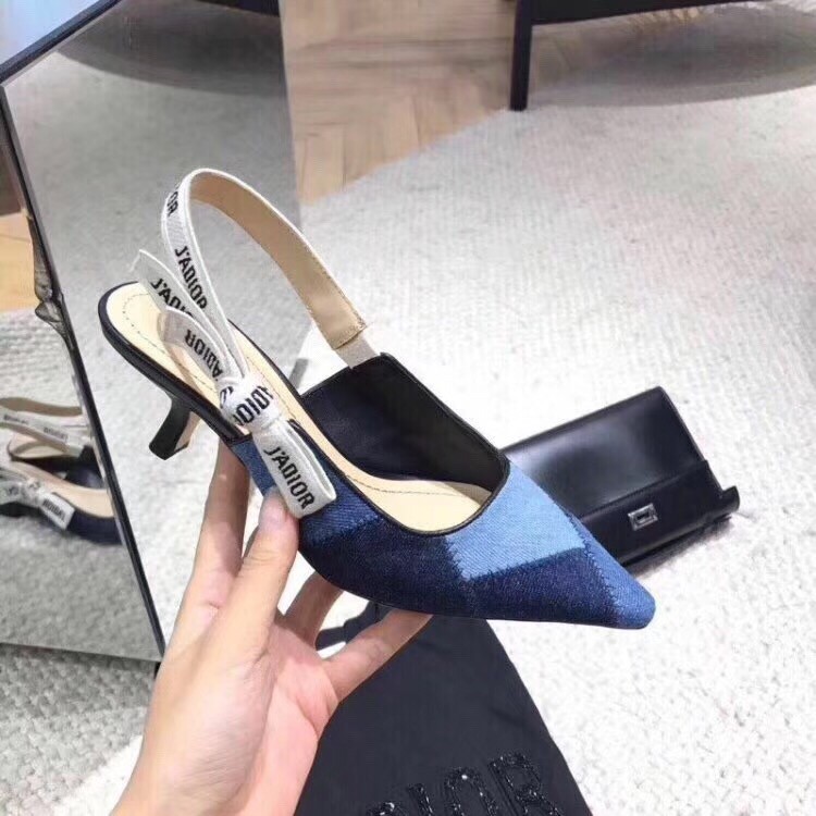D*or j''aD*or slingback pumps in patchwork denim