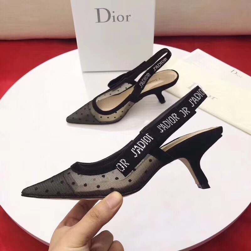 D*or j''aD*or slingback pumps in black dotted swiss