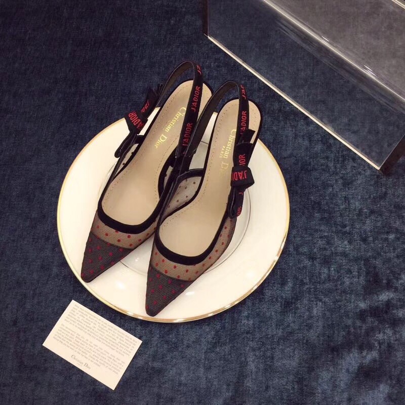 D*or j''aD*or slingback pumps in red dotted swiss