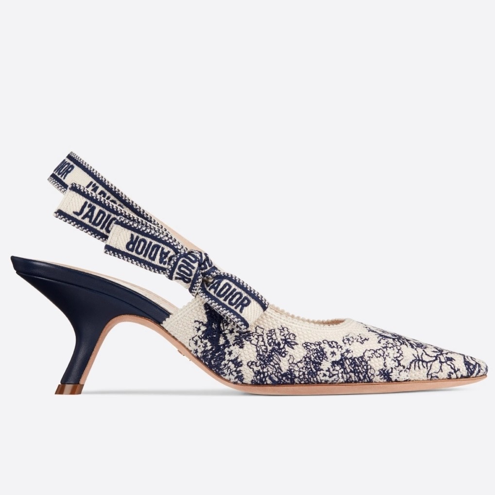 D*or j''aD*or slingback 65mm pumps in blue toile de jouy cotton