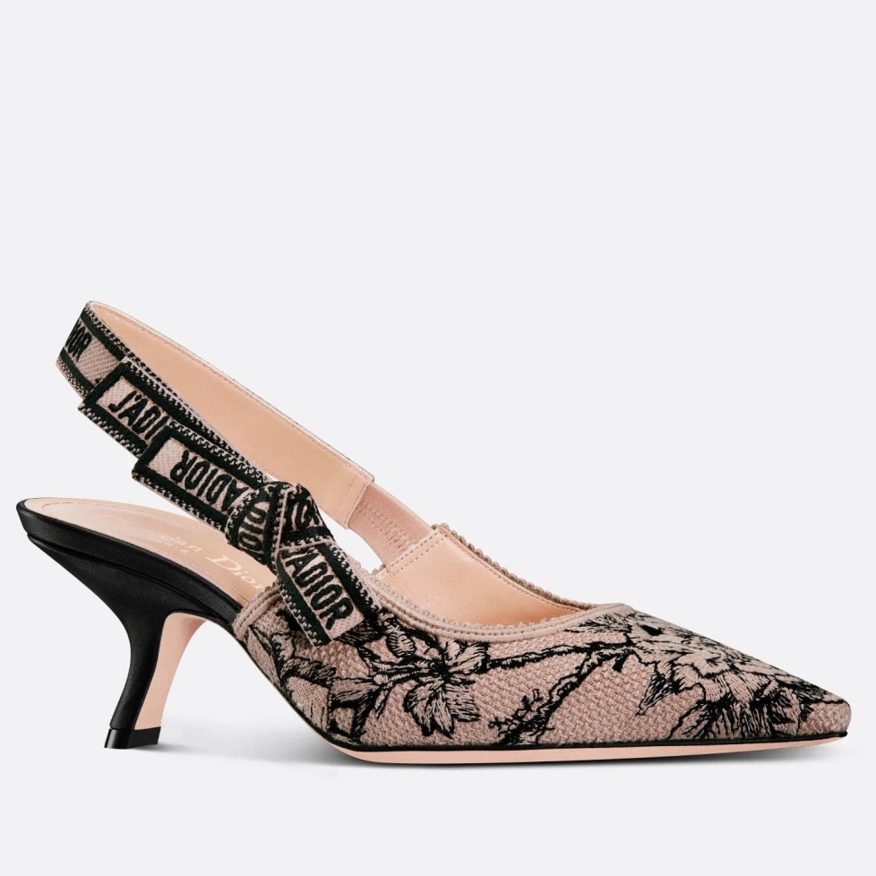 D*or j''aD*or slingback pumps 65mm in nude jardin botanique embroidery cotton