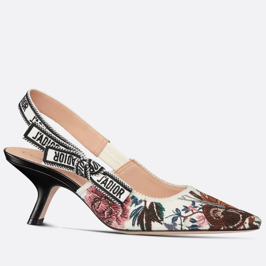 D*or j''aD*or slingback pumps 65mm in jardin d''hiver embroidered cotton