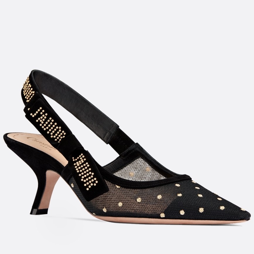 D*or j''aD*or slingback pumps in gold-tone dotted swiss